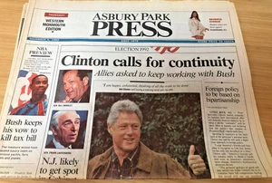 Nov 5, 1992 CLINTON CALLS FOR CONTINUITY * ASBURY PARK PRESS Section A - Picture 1 of 1