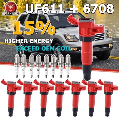 UF611 Ignition Coil & 6708 Iridium Spark Plug For Kia Borrego V8 4.6L 2009-2011 Foto 1 de 4