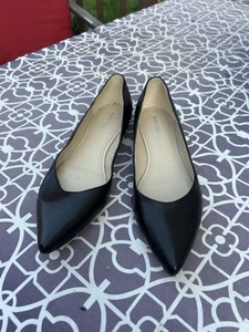 Marc Fisher Womens Ballet Flats Size 8M Black Leather Pointed Toe - Picture 1 of 8
