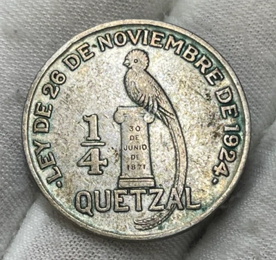 1926 Guatemala 1/4 Quetzal Silver Coin - Image 1 of 4