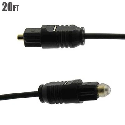 20FT Toslink Male to Male Digital Audio Fiber Optic Optical Cable Cord Black - Image 1 of 2