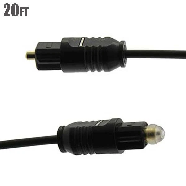 20FT Toslink Male to Male Digital Audio Fiber Optic Optical Cable Cord Black - Image 1 of 2