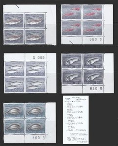 1981-85 fish,crustaceans BLK4 IMPRINT SCT.136-38 140-41 MI.129,33.40,54,62 - Picture 1 of 1