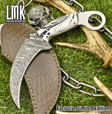 LMK Hand Crafted Karambit Knife Twist Damascus Corain Survival Closeout - Image 1 of 4