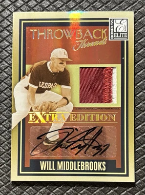 WILL MIDDLEBROOKS 2007 Donruss Elite Throwback Threads RC Patch Auto Holo /25 - Image 1 of 2