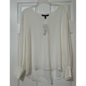 White House Black Market Blouse M NWT – Silver Trim, Lined, Button Cuffs - Picture 1 of 11