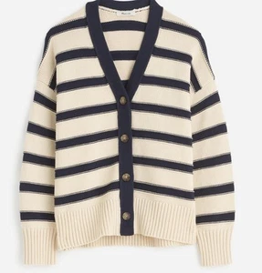 NWOT Madewell Oversized Cotton Cardigan in Stripe Size M - Picture 1 of 11