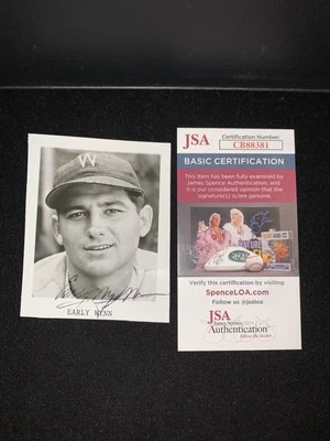 EARLY WYNN Signed 3x4 Washington Senators 1939-48 Auto Picture Snap Shot JSA - Image 1 of 4