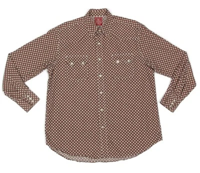 Lucky Brand Brown White Polka dot Mens Shirt Long Sleeve size L - 754 - Image 1 of 4