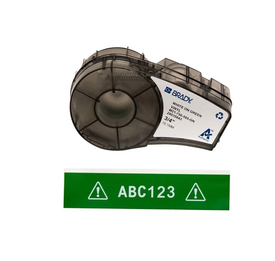 Brady M21-750-595-GN Vinyl Label Cartridge, White on Green, 1pc, FREE SHIP - Image 1 of 1