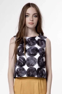 Dear Creatures Cara Cropped Blouse Stacked Dots - Picture 1 of 10