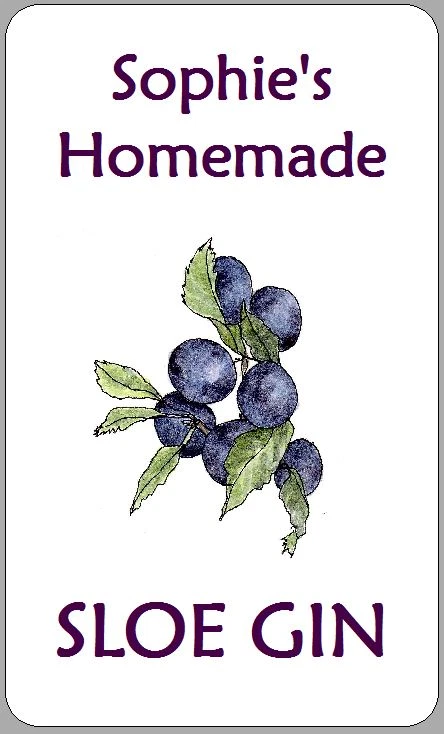 Sloe Gin Bottle Labels Personalised Portrait Stickers for Homebrew Flavour Drink - Image 1 of 1