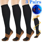 3Pairs Compression Socks Stockings Women Mens Knee High Medical 20-30 mmHG S/M/L