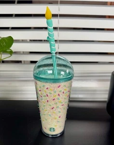 Starbucks Summer 2025 Glitter Dome W/Birthday Candle Straw Topper 16 Oz Tumbler - Bild 1 von 7