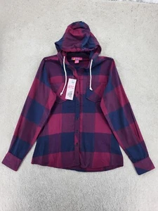 Camicia donna BTC taglia Medium con cappuccio e bottoni manica lunga rossa, coulisse nuova con etichetta - Foto 1 di 8