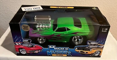 1:18 Muscle Machines 70 Cuda Green with Flames - Image 1 of 4