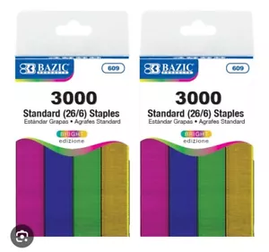 2 Pack - Color Standard Staples (26/6) 6000 Ct - New-Chisel Point / Bright Color - Picture 1 of 3