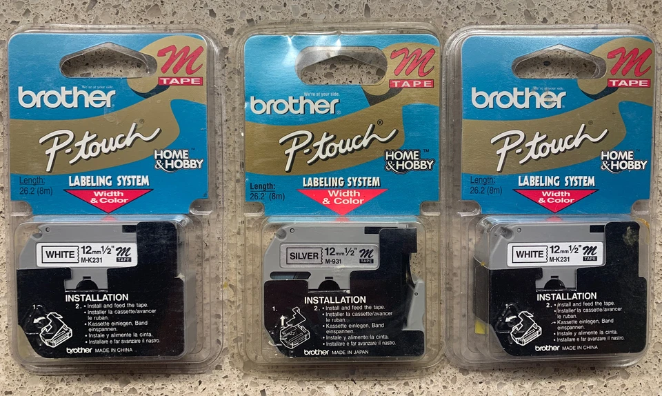 6 pack Brother M231 P-Touch Label Tape Ptouch ORIGINAL 1/2" M-231 M-2312PK