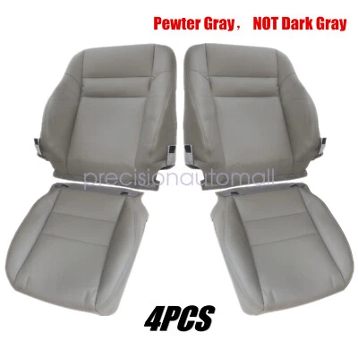 Front Driver & Passenger Leather Seat Cover Gray For 2003-2007 Honda Accord 4DR Foto 1 de 4