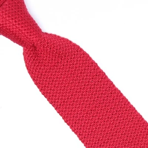 Lands End Knit Silk Necktie Mens Solid Dark Red Square End Long Tie USA - Picture 1 of 7