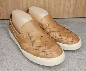 Frye Huarache Leather Woven Tan Women's Slip On Loafers 8 - Picture 1 of 8