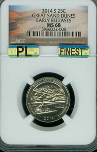 2014 S GREAT SAND DUNES QUARTER NGC MS68 ER PQ MAC PL FINEST MAC SPOTLESS .  - Picture 1 of 2