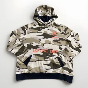 Abercrombie Kids Unisex Hoodie Sz 15/16 Brown Camo Pullover Logo Spell Out - Picture 1 of 9