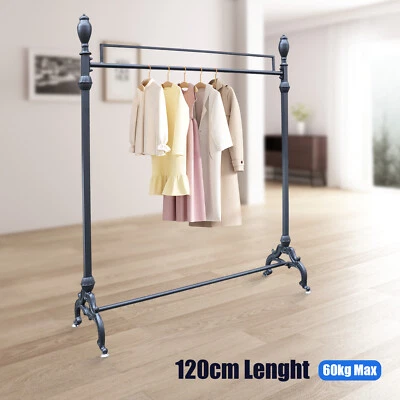 120cm Length Quality Vintage Style Iron Clothes Dress Garment Rack Shelf Display - Image 1 of 4