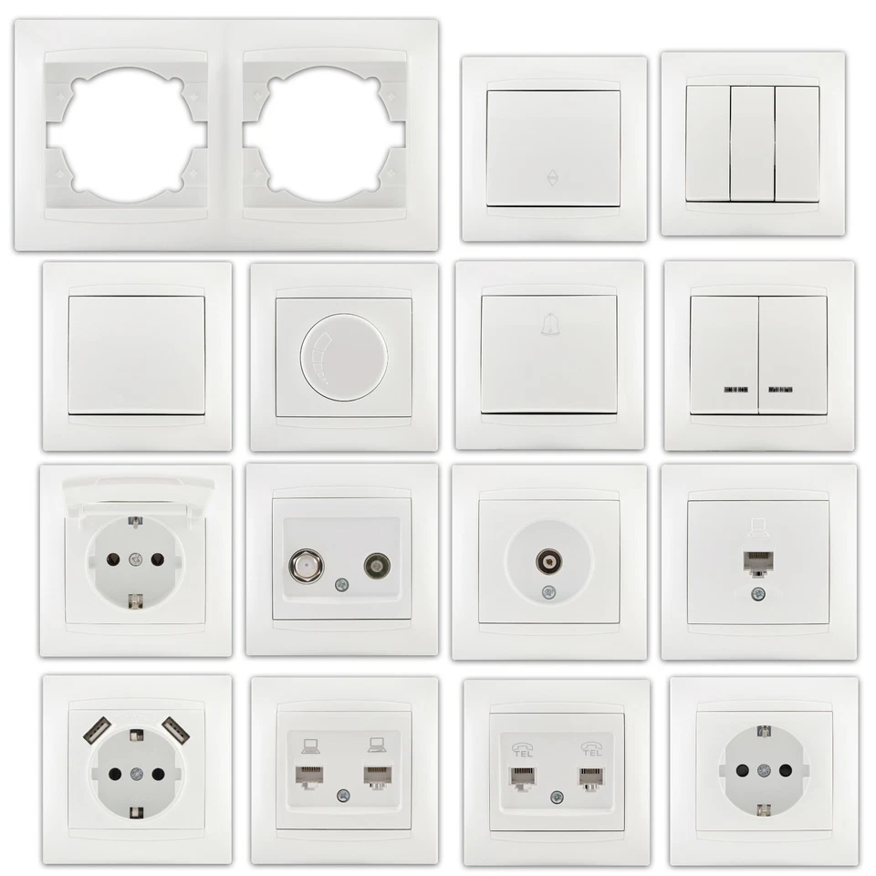 Steckdose Steckdosen Schuko USB Wechselschalter Lichtschalter Dimmer Taster LED - Bild 1 von 1