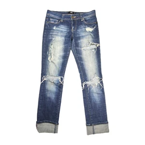 DOTTI Jeans Size 8 Blue Denim Lo Rise Distressed Women's Y2k 90s Retro City VGC - Picture 1 of 13