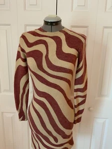 Vestido Zara estampado cebra rojo beige manga larga punto talla XS/S - Imagen 1 de 9