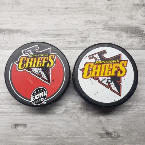 Johnstown Chiefs Puck ECHL Lot of 2 Cover