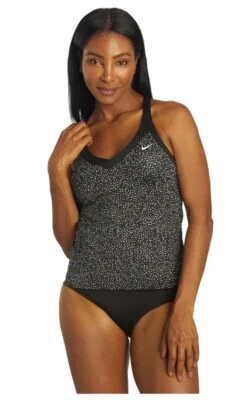 Nike Swim Tankini Set 2Piece Small Color Black White Water Dot Swimsuit NWT $104 - Image 1 of 4
