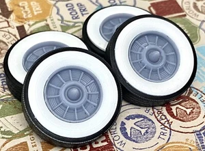 Resin 15-Inch Cadillac Hubcaps W/ Bullets And Wide Whitewalls,1/24 1/25 Scale - Picture 1 of 8