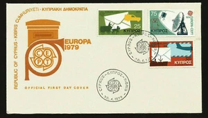 CYPRUS LETTER MAIL POST WAGON TELEPHONE DISH ANTENNA 1979 EUROPA CEPT FDC 513-15 - Picture 1 of 2