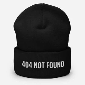 404 Not Found Unisex Embroidered Funny Cuffed Beanie - Picture 1 of 11