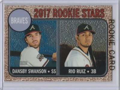 Tarjeta de novato Dansby Swanson & Rio Ruiz #/999 Sp Topps Heritage cromada ¡BRAVES RC! Foto 1 de 2