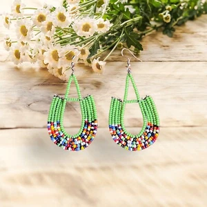Plush African Beaded Handmade Earrings/Gift For Her - Picture 1 of 2
