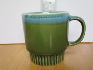 Vintage Retro Drip Glaze Stackable Coffee Tea Cup Mug Green Colour - Picture 1 of 8