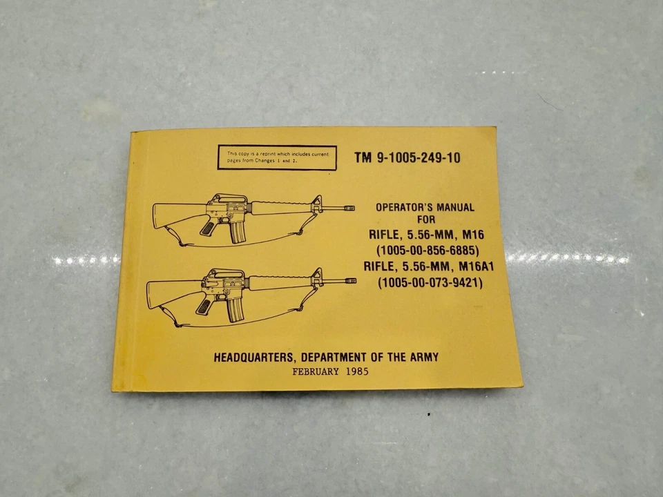 M16A1 Rifles 1985 Army TM 9-1005-249-10 Operator's . New - Image 1 of 2