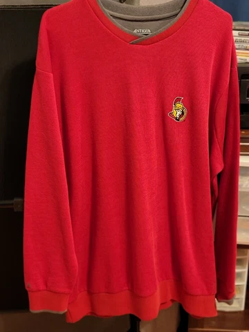 NHL Ottawa Senators Men's Executive Crew Sweater Dark Red/Steel XX-Large Cover