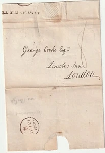 1800 NEWCASTLE TYNE PMK ONLY RECORDED THIS ONE YEAR TO GEORGE COOKE LINCOLNS INN - Picture 1 of 2