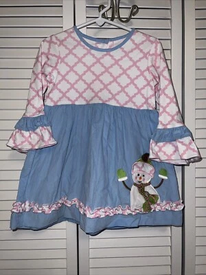 NIÑAS 3T MUÑECO DE NIEVE APLICADO Vestido de Navidad ALGODÓN Y PANA CALABACINI BOUTIQUE Foto 1 de 4