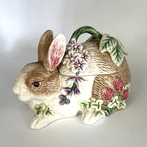 Fitz and Floyd Bunny Floral Botanical Candy Dish Box mit Deckel - Bild 1 von 10