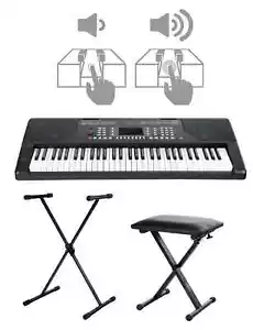 Teclado negro atemporal con dinámica de tope en set con soporte X y banco - Imagen 1 de 10