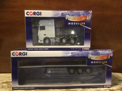 Corgi 1:50 Diecast Modeller DAF XF 105 cabina de camión-con remolque de plataforma plana de tres ejes-nuevo en caja Foto 1 de 4