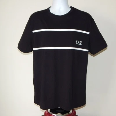 NWT Men’s EMPORIO ARMANI EA7 Cotton Black T-Shirt White Trim Embellished Size XL - Image 1 of 4