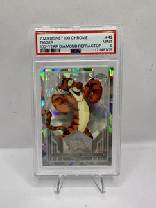 2023 Topps Chrome Disney 100 Tigger #42 Refractor Diamond Cracked Ice /100 PSA 9 - Picture 1 of 2