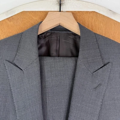 Ralph Lauren Black Label Suit Mens 42R Gray Houndstooth 2 Button Peak Lapel Wool - Image 1 of 4