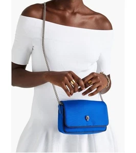 NEW $790 ALEXANDER MCQUEEN Ultramarine Blue Nylon CRYSTAL SKULL Camera Flap BAG - Picture 1 of 11